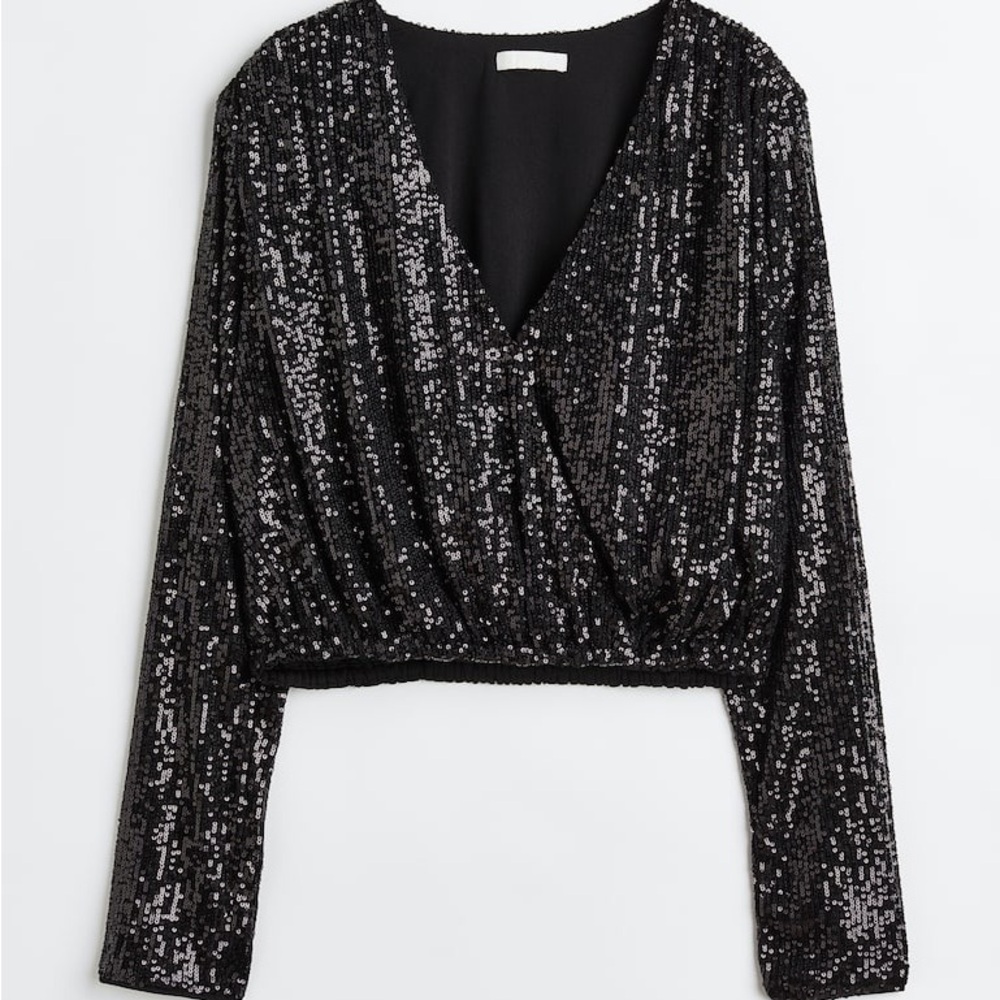 H&M Black Sequin Blouse